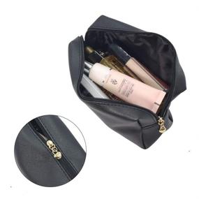 img 3 attached to 💄 Leather Makeup Travel Toiletry Cosmetic: Sleek and Stylish Organizer for Your Beauty Essentials