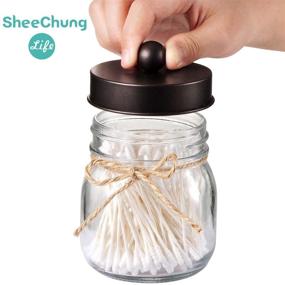 img 3 attached to 🏺 SheeChung Bathroom Apothecary Jars - Farmhouse Decor for Qtip Holder & Vanity Storage Organizer - Glass Container for Qtips, Cotton Swabs, Balls - Rustproof Lid (Bronze, 1-Pack)
