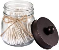 🏺 sheechung bathroom apothecary jars - farmhouse decor for qtip holder & vanity storage organizer - glass container for qtips, cotton swabs, balls - rustproof lid (bronze, 1-pack) logo