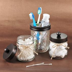 img 1 attached to 🏺 SheeChung Bathroom Apothecary Jars - Farmhouse Decor for Qtip Holder & Vanity Storage Organizer - Glass Container for Qtips, Cotton Swabs, Balls - Rustproof Lid (Bronze, 1-Pack)