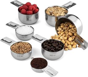 img 2 attached to 📏 Efficient and Convenient: Hudson Essentials Stainless Steel Measuring Cups Set with Spout - Stackable 7 Piece Set