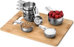 img 1 attached to 📏 Efficient and Convenient: Hudson Essentials Stainless Steel Measuring Cups Set with Spout - Stackable 7 Piece Set