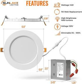 img 1 attached to SunLake 6 дюймовый светодиодный встраиваемый светильник с 12-пакетом 💡 с коробкой соединителей - 1050 люмен, диммируемый, 3000K теплый белый