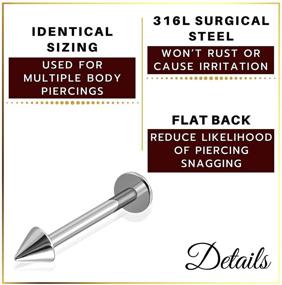 img 2 attached to 💎 Surgical Steel 18g Labret Studs Piercing Jewelry Set Tragus Vertical Cartilage Lip Marilyn Monroe Style with 3mm Ball Cone - Wide Range of Options Available