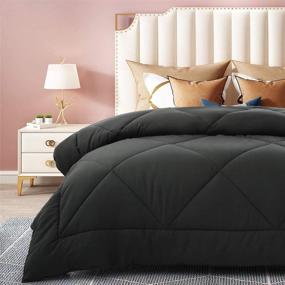 img 3 attached to All Season Queen Size Bed Comforter: Dark Grey, 88x88 Inches, Soft Down Alternative Quilted Comforter