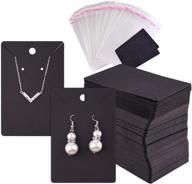 tuparka 120 pcs earring display card with self-seal bags - diy earring card holder & necklace display cards for ear studs and earrings (black, 3.5 x 2 inches) logo