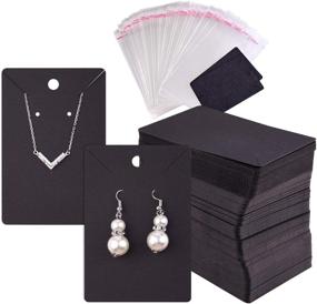 img 4 attached to TUPARKA 120 Pcs Earring Display Card with Self-Seal Bags - DIY Earring Card Holder & Necklace Display Cards for Ear Studs and Earrings (Black, 3.5 x 2 inches)