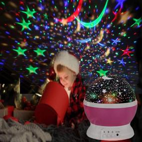 img 3 attached to 🌟 Kids Starry Night Light with 4 LED Bulbs, 8 Color Changing 360° Rotating Star Projector Night Light Lamp for Bedroom, Party, Birthday, Christmas, Easter – Ideal Gift