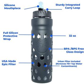 img 3 attached to 💧 Epic Escape Glass Water Bottle with USA Made Filter: Removes 99.99% Tap Water Contaminants