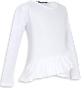 img 3 attached to 🌸 Adorable Girls Ruffle Bottom T-Shirt Top Tunic in Short and Long Sleeve - 100% Cotton