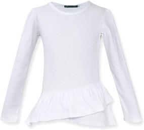 img 4 attached to 🌸 Adorable Girls Ruffle Bottom T-Shirt Top Tunic in Short and Long Sleeve - 100% Cotton