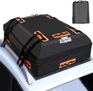🚗 rynapac waterproof car roof bag 15 cubic feet soft shell rooftop cargo carrier with 6 adjustable straps and storage bag for cars with racks (black-orange) logo
