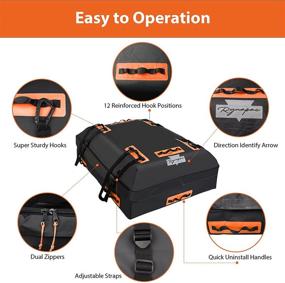 img 1 attached to 🚗 Rynapac Waterproof Car Roof Bag 15 Cubic Feet Soft Shell Rooftop Cargo Carrier with 6 Adjustable Straps and Storage Bag for Cars with Racks (Black-Orange)