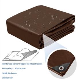 img 2 attached to 🏞️ E&K Sunrise 16' x 20' General Multi-Purpose Tarpaulin - Ultra Heavy-Duty 8 oz/16-mil Poly Tarp in Brown: A Superior Tarps Choice