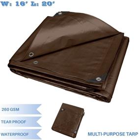 img 3 attached to 🏞️ E&K Sunrise 16' x 20' General Multi-Purpose Tarpaulin - Ultra Heavy-Duty 8 oz/16-mil Poly Tarp in Brown: A Superior Tarps Choice