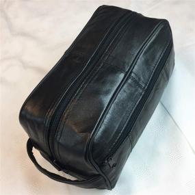 img 3 attached to Premium Mens Black Leather Toiletry Bag, Genuine Leather Dopp Kit - Ideal Travel Companion, 5.5 by 9.5 inches