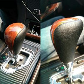 img 1 attached to 🚗 Enhance your Car's Interior with Pursuestar Black Leather Brown Wood Chrome Gear Shift Knob for Toyota Lexus