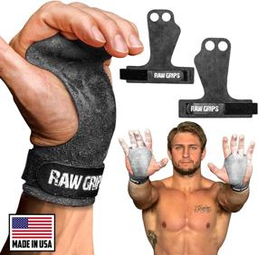 img 4 attached to JerkFit RAW Grips: 2-Finger Leather Hand Grips for Enhanced Weightlifting, Calisthenics, Pull Ups, WODs, Gymnastics, and Cross Training, Offering Full Palm Protection to Prevent Rips & Blisters