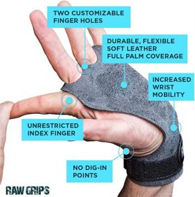 img 2 attached to JerkFit RAW Grips: 2-Finger Leather Hand Grips for Enhanced Weightlifting, Calisthenics, Pull Ups, WODs, Gymnastics, and Cross Training, Offering Full Palm Protection to Prevent Rips & Blisters