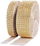 🎉 btsd-home 10 yard acrylic rhinestone diamond ribbon set - 4 row 10 yard and 8 row 10 yard - ideal for wedding cakes, birthday decorations, baby showers, arts and crafts - gold - 2 rolls logo