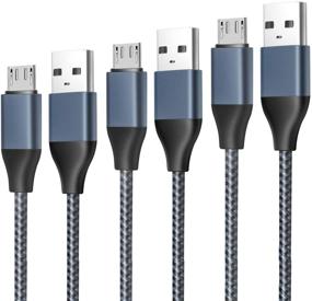 img 4 attached to 🔌 3 Pack 6 Ft Micro Charger Cables - USB Charging Cord Replacements for Samsung Tablet Galaxy Tab A 10.1 (2016), 8.0 (2015,2018), Tab E, S2, Tab 4, Tab A 9.7, 7.0(2016) - Durable Nylon Braided Cables