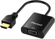 🔌 premium gold-plated active hdmi to vga adapter (male to female) with audio & micro usb power cable for ps4, macbook pro, mac mini, apple tv and more - black logo
