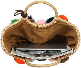 img 1 attached to 🌴 Stylish Summer Rattan Bag: Hand-woven Women's Top-handle Handbag for Beach, Sea, and Vacation