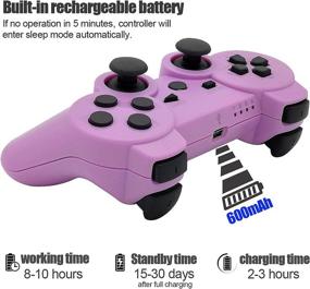 img 2 attached to 🎮 Dimrda PS3 Controller Wireless Bluetooth - Purple 2 Pack with Charging Cables for Playstation 3