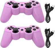 🎮 dimrda ps3 controller wireless bluetooth - purple 2 pack with charging cables for playstation 3 logo