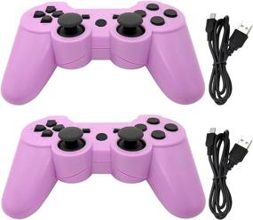 img 4 attached to 🎮 Dimrda PS3 Controller Wireless Bluetooth - Purple 2 Pack with Charging Cables for Playstation 3