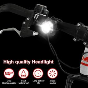 img 3 attached to 🚴 USB Rechargeable Bike Light Set - Defurhome LED Headlight and Taillight Combo, Super Bright Front and Rear Bicycle Lights, 650 mAh Battery, 4 Light Modes, IPX4 Waterproof, Includes 2 USB Cables and 4 Straps