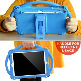 img 1 attached to 🔵 TopEsct iPad 9.7 Case for Kids - Shockproof Silicone Handle Stand Case Cover with Tempered Glass Screen Protector - Blue, Compatible with iPad 5th/6th Gen., iPad Air 1/2, and iPad Pro 9.7 - Upgraded Version