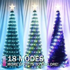 img 1 attached to 🎄 Artificial Valley Spruce Christmas Tree with 18 Lighting Modes, LED Lights, Stand, and Remote Control - Pre Lit 4ft National Xmas Tree Decorations for Indoor/Outdoor