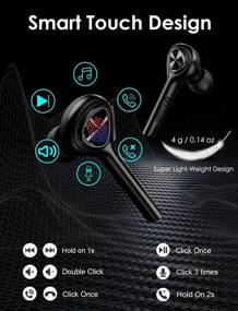 img 3 attached to 🎧 Беспроводные наушники XLeader Free2 - HiFi Deep Bass TWS Bluetooth наушники с удобным касанием, мини-зарядным кейсом, микрофоном и 6 парами насадок для ушей для iPhone Android Game Sports