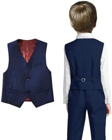 img 1 attached to 👔 Fersumm Boy's 3 Buttons Solid Color Formal Vest: Elevate His Style with Classic Sophistication