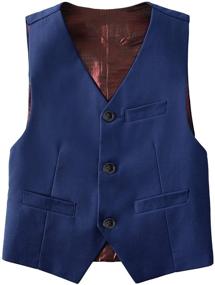 img 4 attached to 👔 Fersumm Boy's 3 Buttons Solid Color Formal Vest: Elevate His Style with Classic Sophistication