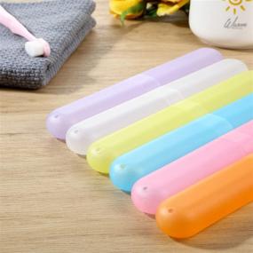 img 1 attached to 🦷 Portable Toothbrush Storage Case Holder - Set of 20, 7 Assorted Colors - Travel-Friendly Toothpaste Case Cover Protector