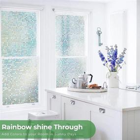 img 3 attached to 🌈 Enhance your Home with Coavas Rainbow Effect Window Privacy Film - Stylish Decorative Translucent Glass Tint for Heat Control, UV Prevention, Non-Adhesive & Easy to Apply - Size: 17.7 by 78.7 Inches