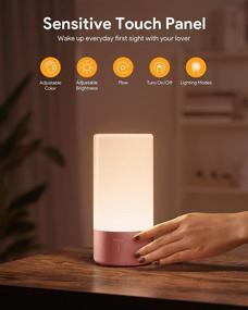 img 3 attached to HiFree Touch Sensor LED Bedside Lamp - Tunable Warm White Reading Light & RGB Color Changing Night Lamp for Bedrooms (Rose Gold)