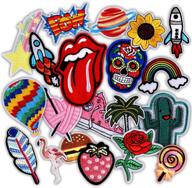 iron on patches for clothing: assorted size applique patches - 20 pcs | sew on flowers for jackets, backpacks, jeans - men and women logo