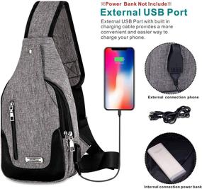 img 3 attached to 🎒 DOUN Lightweight Casual Canvas Unbalance Backpack Crossbody Sling Shoulder Bag Chest Bag for Men and Women with Built-in USB Charging Port