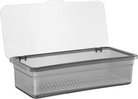 img 4 attached to 🔲 TOPBATHY Plastic Tray with Lid | Kitchen Cutlery and Utensil Drawer Organizer | Silverware Countertop Storage Container (Black) | Improved SEO