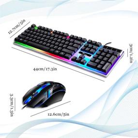 img 3 attached to 🌈 BenRan Rainbow Backlit Gaming Keyboard and Mouse Combo - USB Wired Mechanical Keyboard with LED 104 Keys, Ergonomic Mouse for PC Gamer (Black)