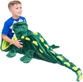 img 3 attached to 🐊 Kids Cozy Crocodile Animal Tail Blanket - Soft and Comfortable Sleeping Bag for Movie Night, Sleepovers, Camping and More - Fits Boys and Girls Ages 3 to 13 Years