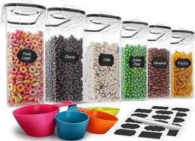 img 4 attached to 🥣 MCIRCO Cereal Container Set: Airtight Food Storage Containers for Cereal - Set of 6 (4L / 135.2oz) BPA Free Dispensers with Measuring Tools