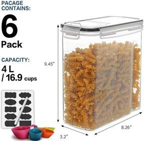 img 3 attached to 🥣 MCIRCO Cereal Container Set: Airtight Food Storage Containers for Cereal - Set of 6 (4L / 135.2oz) BPA Free Dispensers with Measuring Tools