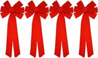 🎀 black duck brand set of 4 christmas red velvet bows - 26" x 10" 10-loop holiday bows! logo