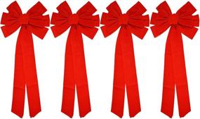 img 4 attached to 🎀 Black Duck Brand Set of 4 Christmas Red Velvet Bows - 26" x 10" 10-Loop Holiday Bows!