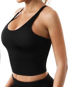 img 3 attached to 🧘 Medium Support Yoga Tank Tops for Women with Padded Sports Bra, Removable Cups, Built-in Bra for Running, Workouts, Crop Tops