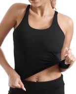 🧘 medium support yoga tank tops for women with padded sports bra, removable cups, built-in bra for running, workouts, crop tops logo